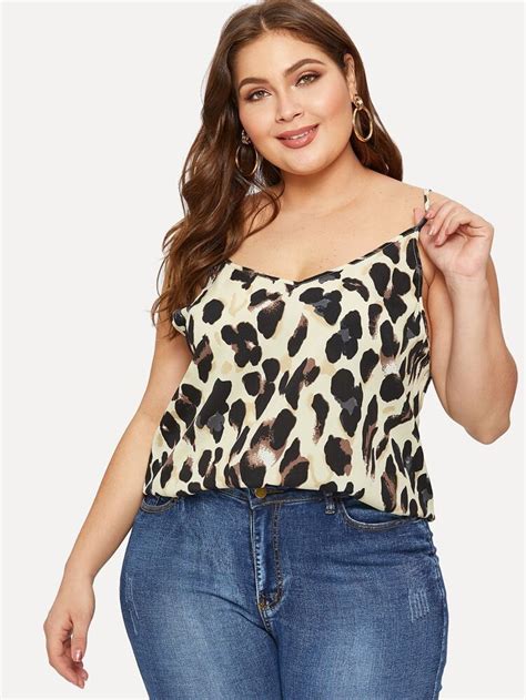 leopard print blouse plus size|leopard print cami plus size.